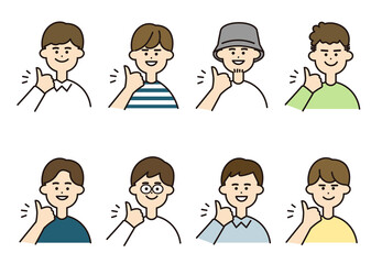 男性　okポーズ　バストアップ　セット