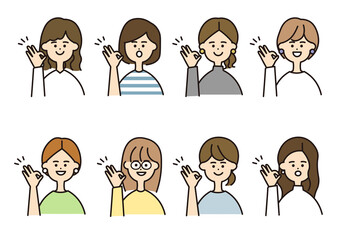 女性　okポーズ　バストアップ　セット