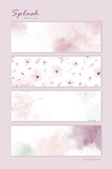 Set of pastel pink watercolor for horizontal background
