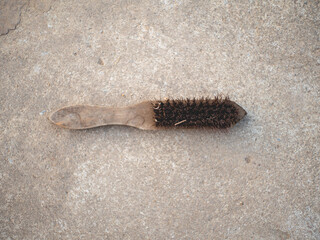 Wooden scrub brush with fast bristles and wooden handle