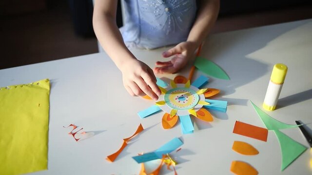 paper craft for kids. DIY flower made for mother's day or international women's day. create art for children.