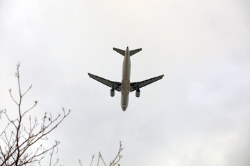 The flight is flying at low altitude. Close up photo