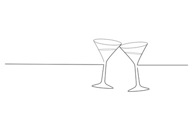 Two wine glasses cheers isolated on white background. For party card and ad. Useful for advertisement, marketing and advert. Two wine glasses vector illustration