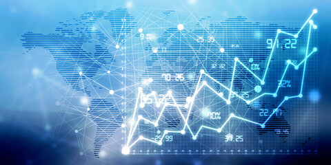 2d rendering Stock market online business concept. business Graph 