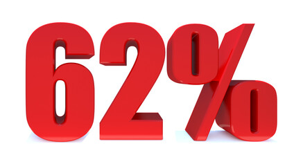 62 Percent off 3d Sign on White Background, Special Offer 62% Discount Tag, Sale Up to 62 Percent Off,big offer, Sale, Special Offer Label, Sticker, Tag, Banner, Advertising, offer. 
