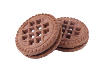 Two round cookies isolated on a white background