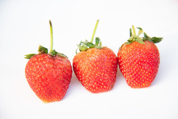 Close up strawberry on white background.