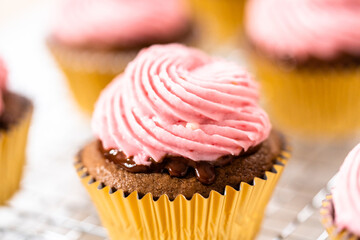 Chocolate raspberry cupcakes