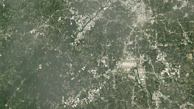 Satellite view of what's around Atlanta view from space. Contains public domain image by NASA.
