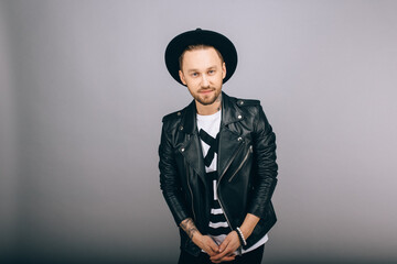 Stylish man close-up in studio