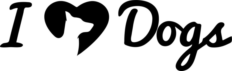 i love dogs cutting silhouette on transparent background 