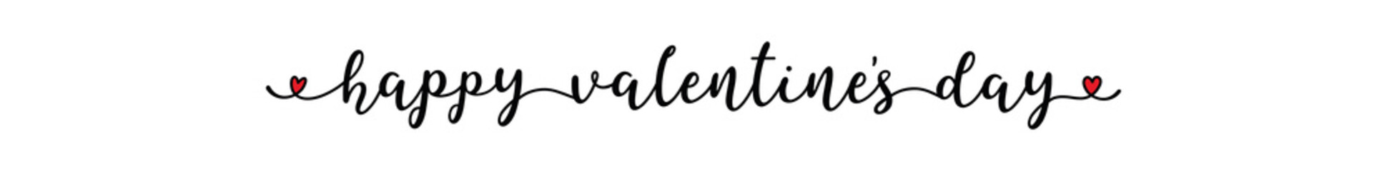 Handwritten Happy Valentine`s Day quote as banner or logo. Script Lettering for greeting card, poster, flyer, header. Modern calligraphy inscription as design element