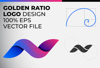 Golden Ratio Logo Design. N Logo. 3D N Logo