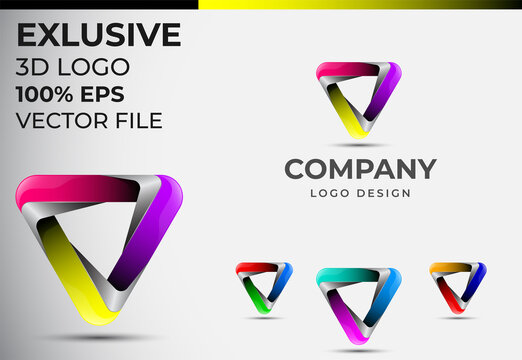 3D Logo Design. Trinity logo. 3D Tinity symbol