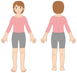 女性　全身　前後