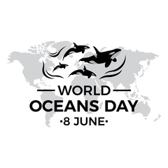 World Oceans Day vector template.