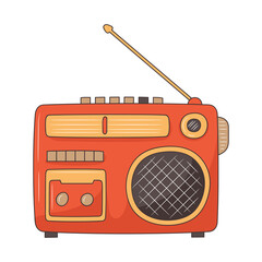Radio cassette vector illustration, colored linear style pictogram isolated on white background