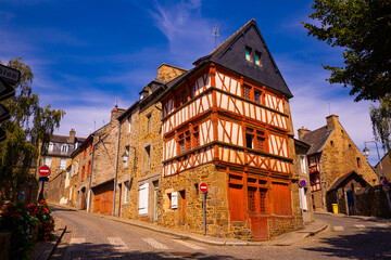 Fototapeta na wymiar Beautiful city Saint-Brieuc with ancient half-timbered houses, Brittany region, France
