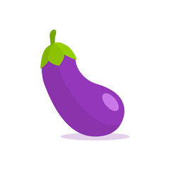 Eggplant flat vector emoji art icon plant purple vegetable isolated food