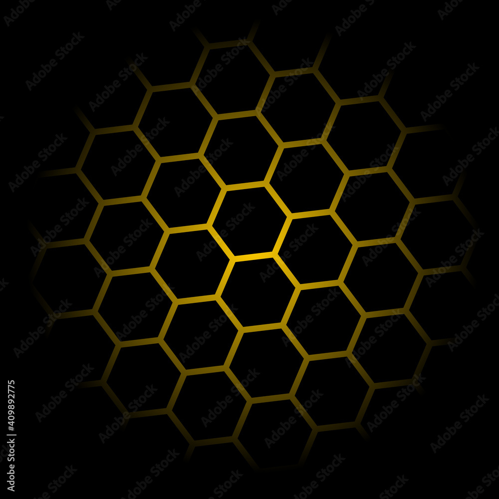 Poster yellow honeycomb background. honeycomb seamless pattern. geometric hexagons background. vector illus