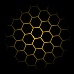 Yellow Honeycomb background. Honeycomb seamless pattern. Geometric hexagons background. Vector illustration