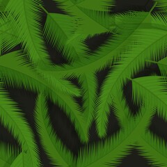 Vector seamless pattern with tropical plants. Summer fashion background on botanical themes with palm leaves.