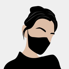 Vector illustration, female concept illustration of modern woman. Perfect for posters, wall art, postcards, prints. Contemporary portrait. Minimalistic style.