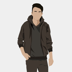 Vector illustration, male concept illustration. Perfect for posters, wall art, postcards, prints. Contemporary portrait. Minimalistic style.