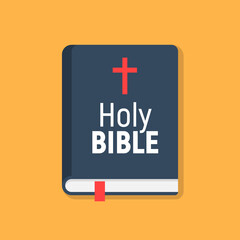 Holy Bible vector logo icon. Church bible isolated book design flat pictogram