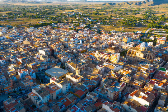 View from drone of Spanish town of Yecla. Spain