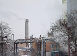 Smoke from an old plant, former Soviet Union, Vinnytsia, Ukraine