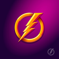 Lightning logo. Flash Lightning bolt in circle. Electric energy icon. Web, game icon.