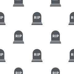 Rip grave vector seamless background. Tombstone Gravestone rest in peace flat funeral symbol