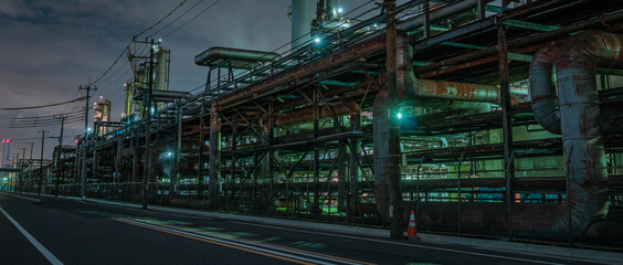 Fototapeta premium The factory in night of Kawasaki, Japan