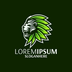 lion leaf logo design