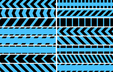 Restrictive stop marking blue tape pattern line to fence dangerous areas