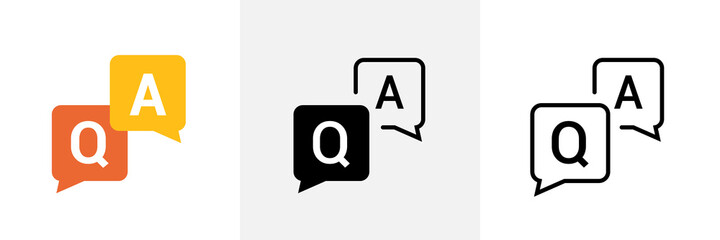 Faq help flat design icon. Query frequently question speech vector information symbol - obrazy, fototapety, plakaty