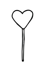 Doodle vector lollypop sketch with heart.