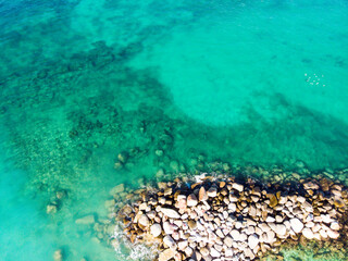 Aerial view of the atlantic ocean coast landscape. Beach landscape.
