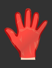 Disposable red glove plastic transparent of Anti Virus, bacteria and oil vector