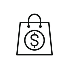 shopping bag and money icon