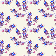 Fototapeta na wymiar Berries on twigs seamless pattern.