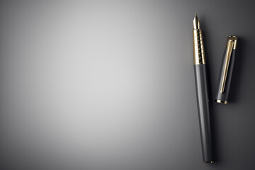 Top view golden fountain pen