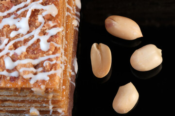 Wafer caramel cake with peanuts