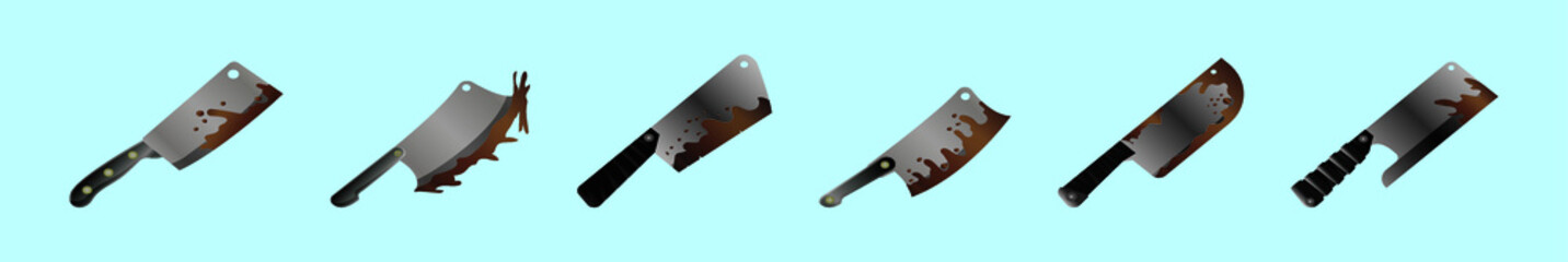 set of cleaver cartoon icon design template with various models. vector illustration isolated on green background
