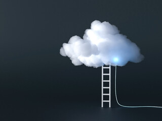 White cloud and network connectivity, modern technology, artificial intelligence, internet data storage 3d rendering
