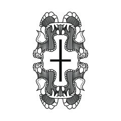 vintage border frame engraving with retro ornament pattern. Vector