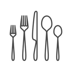 Cutlery icon. Restaurant icon. Fork, knife, tablespoon sign. Cutlery collection set symbol. Classic flat design
