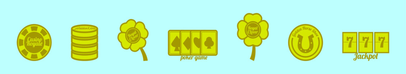 set of gambling cartoon icon design template with various models. vector illustration isolated on blue background