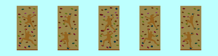 set of climbing wall cartoon icon design template with various models. vector illustration isolated on blue background